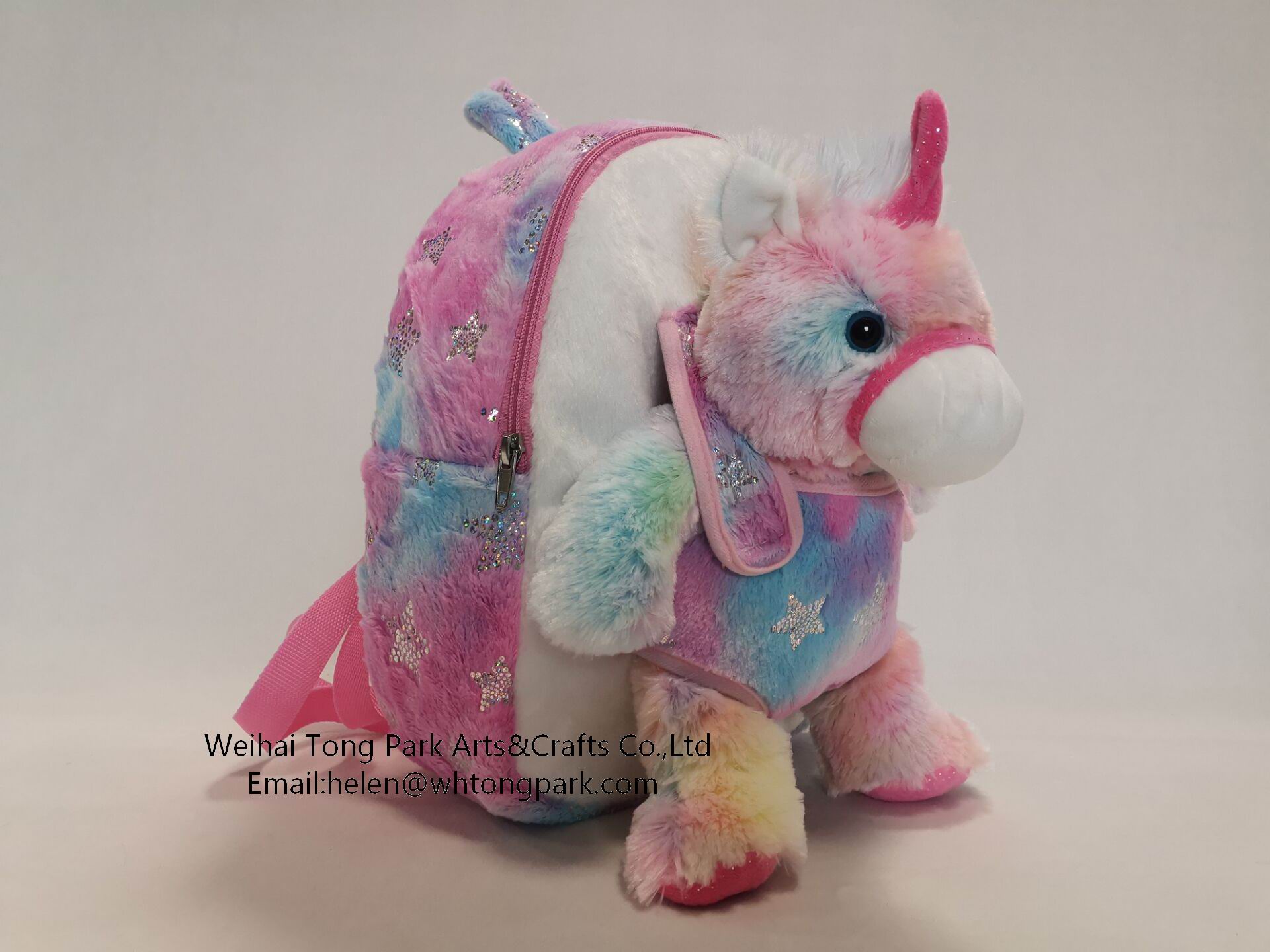 Plush Toys-30cm Unicorn Backpack（with removable animal cow）