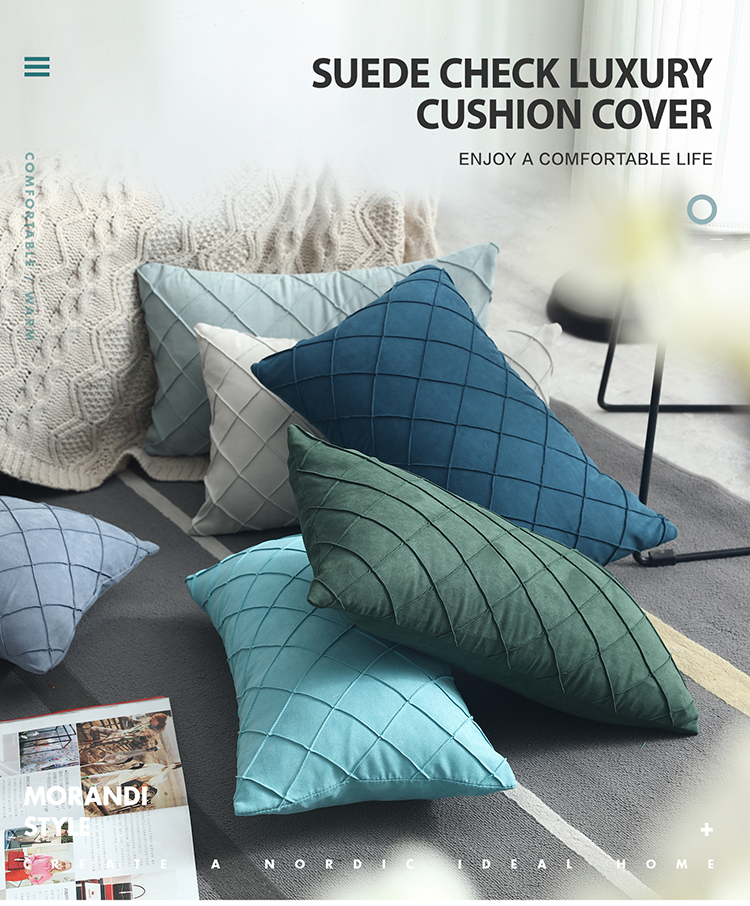CUSHION D003 Household Supplies cushion Modern cover Simple Nordic Pillow Cover Suede Check Luxury Cushion Cover 30X50CM