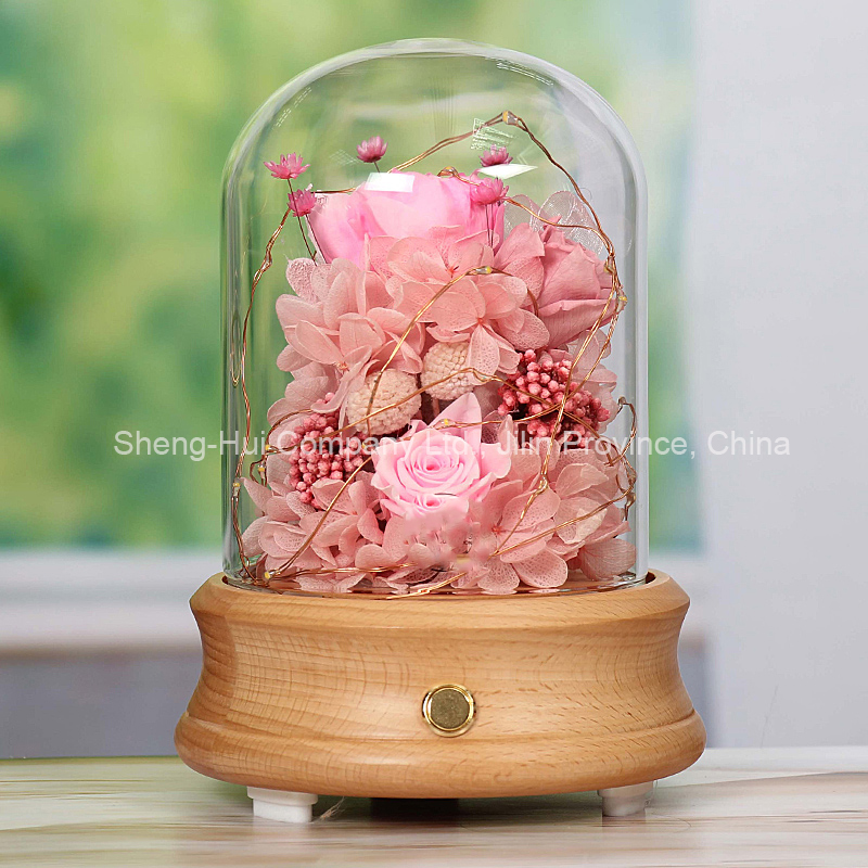 Preserved fresh flower wood bottom color low bluetooth speaker