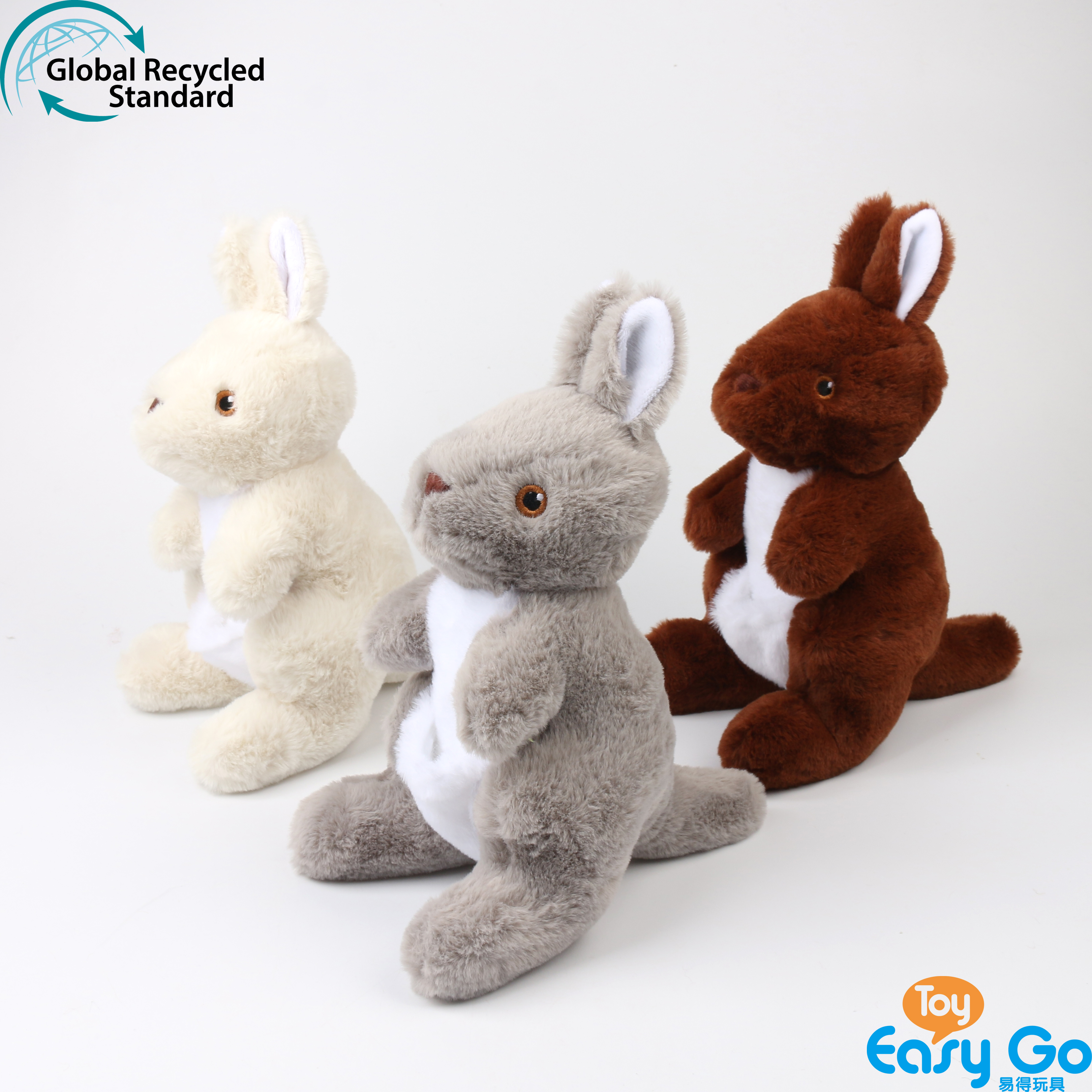 ECO-friendly 100% recycled sustainable plush soft stuffed wild animal grey kangaroo toy