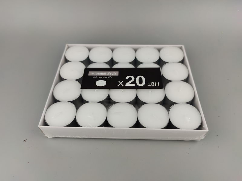 S/20 8hrs white tealights in aluminium cup