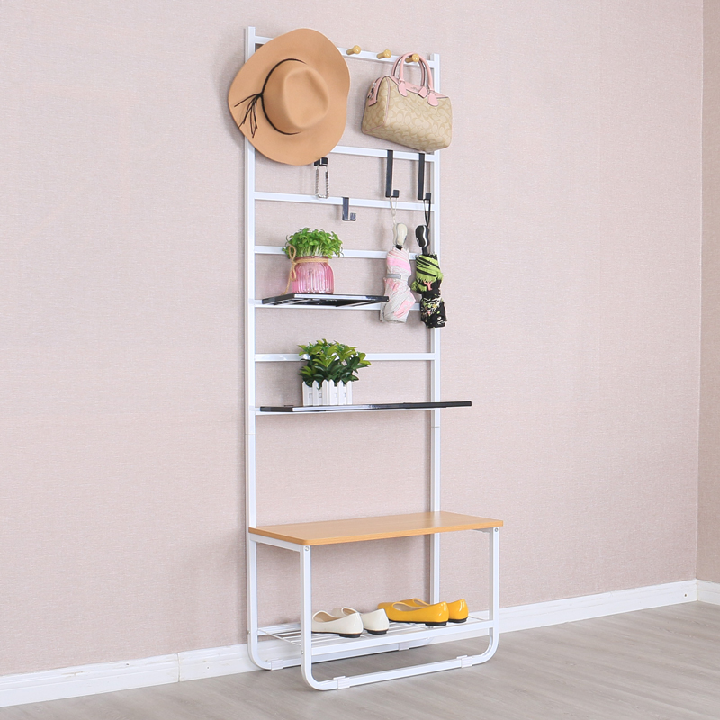 CASAMARU Coat Rack Shoe Bench, Hall Tree Entryway Storage Shelf, 2 in 1 Desig