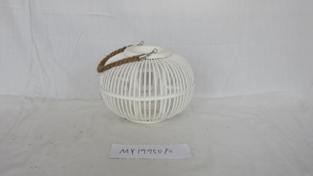 White Copper Bamboo handmade lantern candle holder