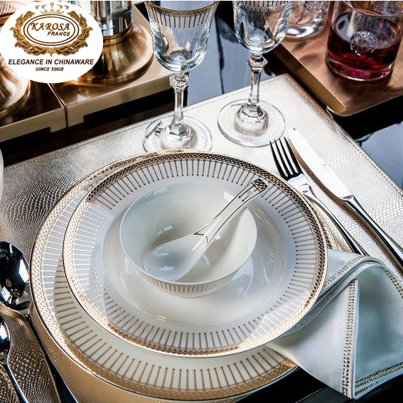 Karosa embossed gold dinner set for home use