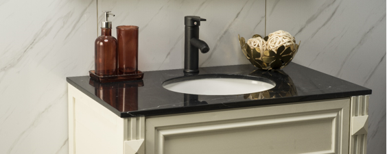 VT8046BM+OC Stone Vanity with a Ceramic Basin