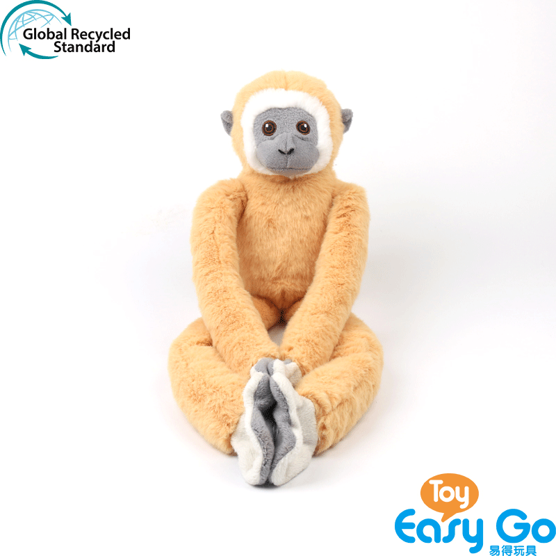 ECO-friendly 100% recycled sustainable plush soft stuffed wild animal brown gibbon monkey toy