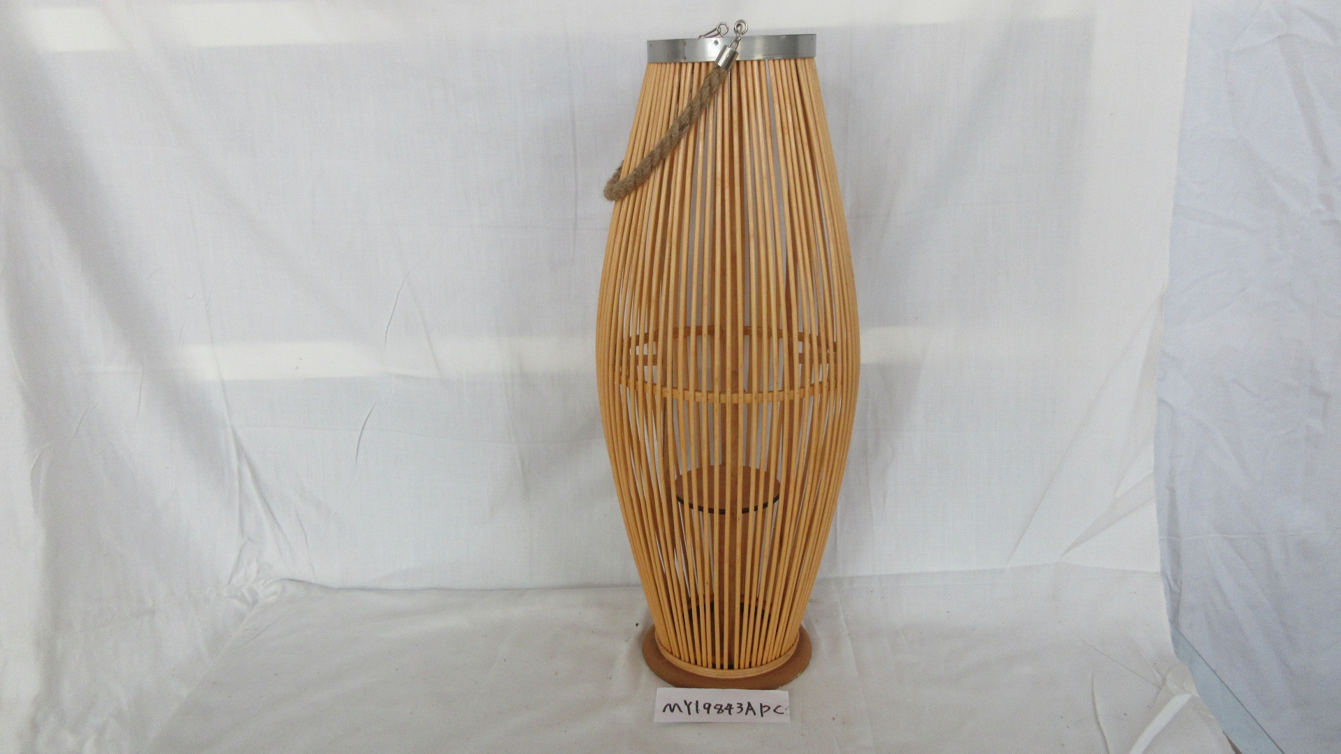 Copper Bamboo handmade lantern candle holder with glass