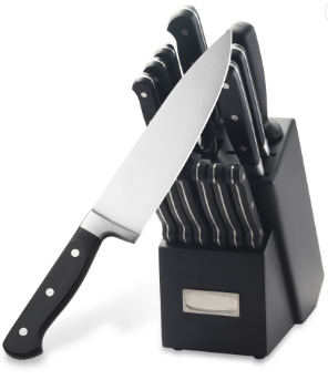 14pcs ABS handle kitchen knife block set three rivet classic style w/ bloster