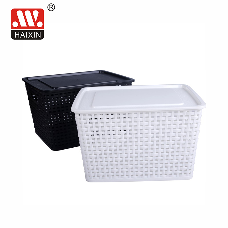 Haixing plastic strap woven basket STORAGE BASKET W/LID 17L#12086