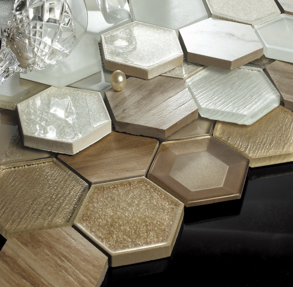 3D Hexgon glass porcelain mosaic