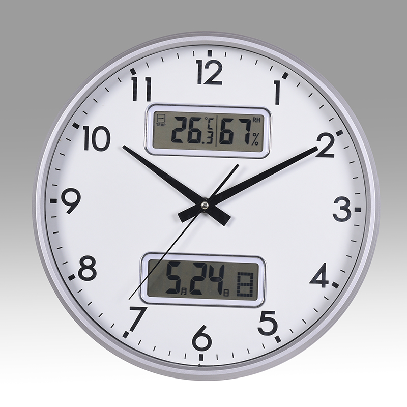Modern wall clock with LCD