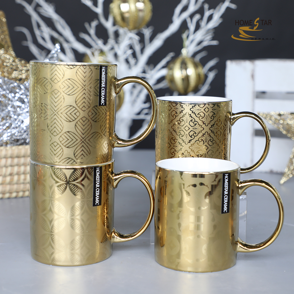 12oz can shape gold electroplate mug