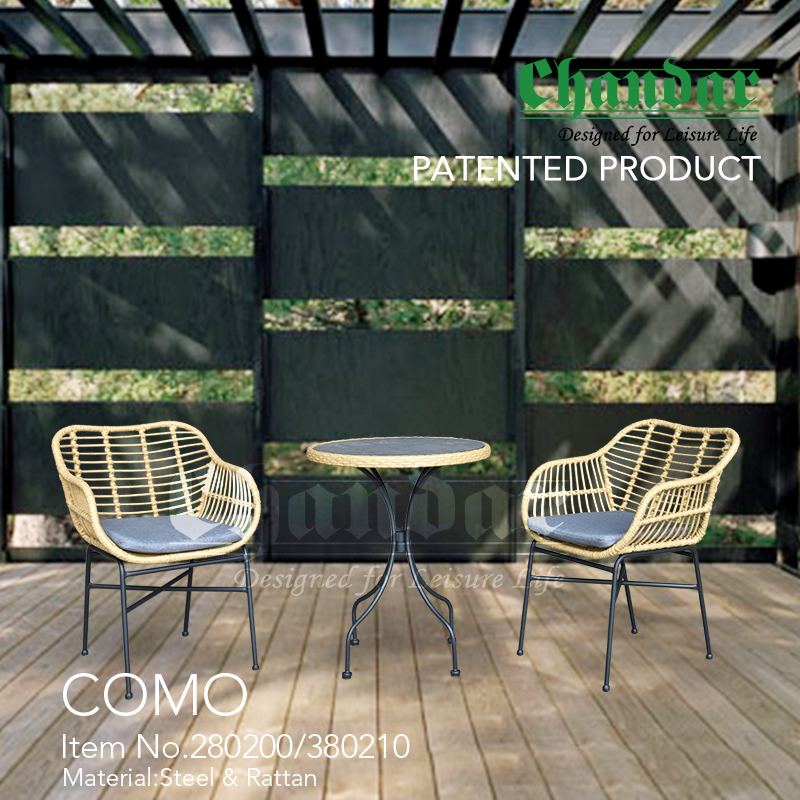 Outdoor Furniture Como Balcony Set Garden Furniture Steel Wicker Chair Patio Set