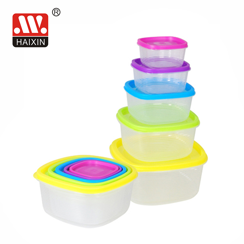 Haixin plastic food container set storage container bpa free item 5PCS （0.22L/0.33L/0.65L/1L/1.9L ）