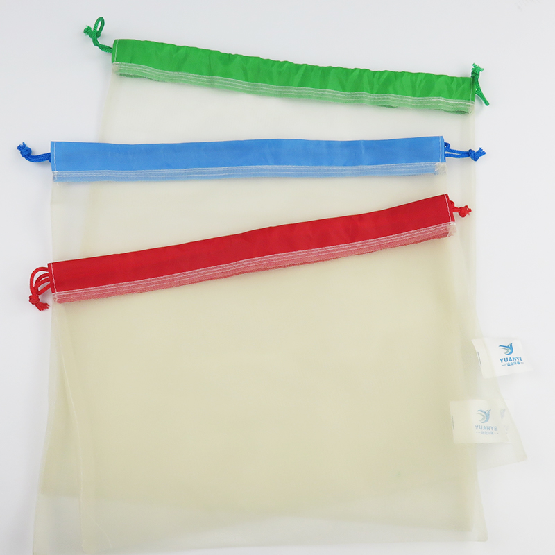 custom color openning drawstring yellow mesh small fruit bag
