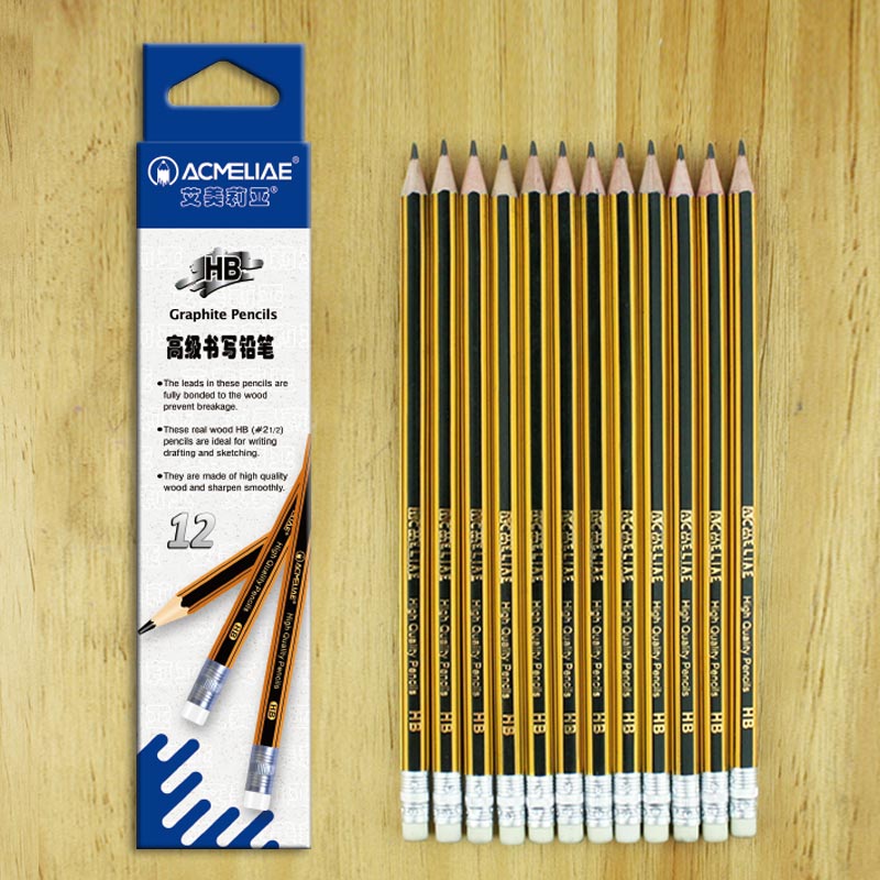 Super Quality Striped Gprahite Pencil W/Eraser