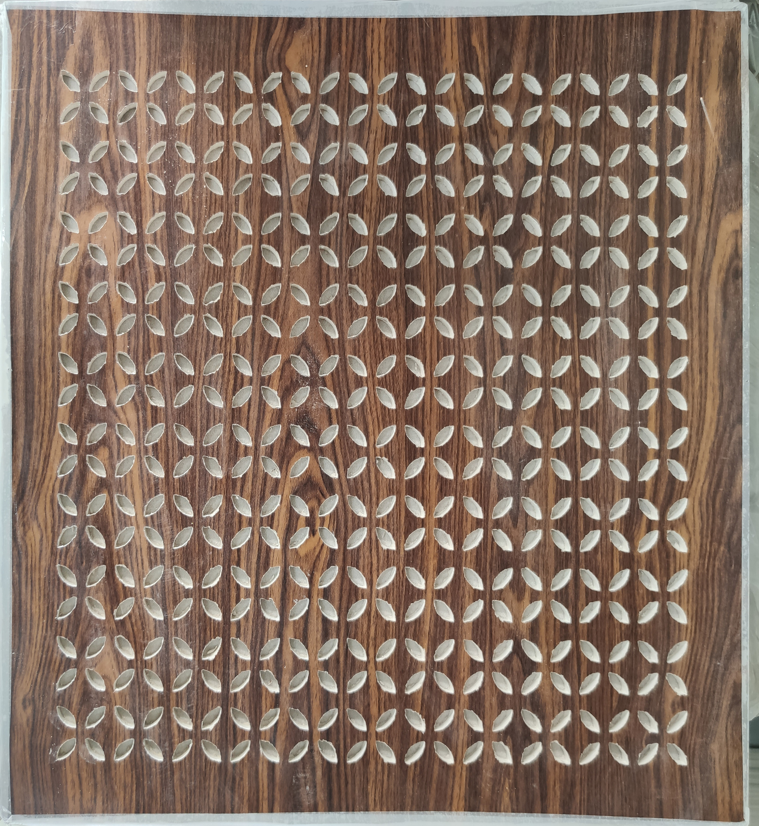 Perforated gypsum ceiling tiles