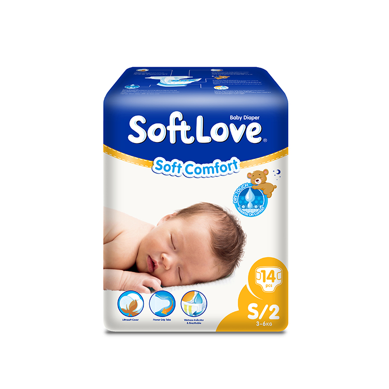 SoftLove baby diapers super absorbency S size 14pcs