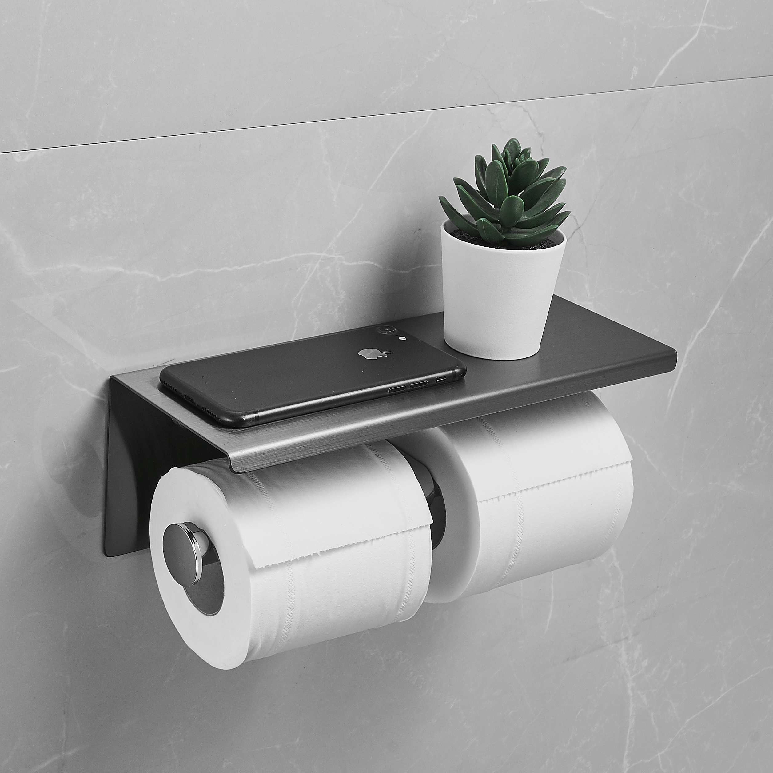double roll holder 304 Stainless Steel Toilet Paper Holder with phone shelf
