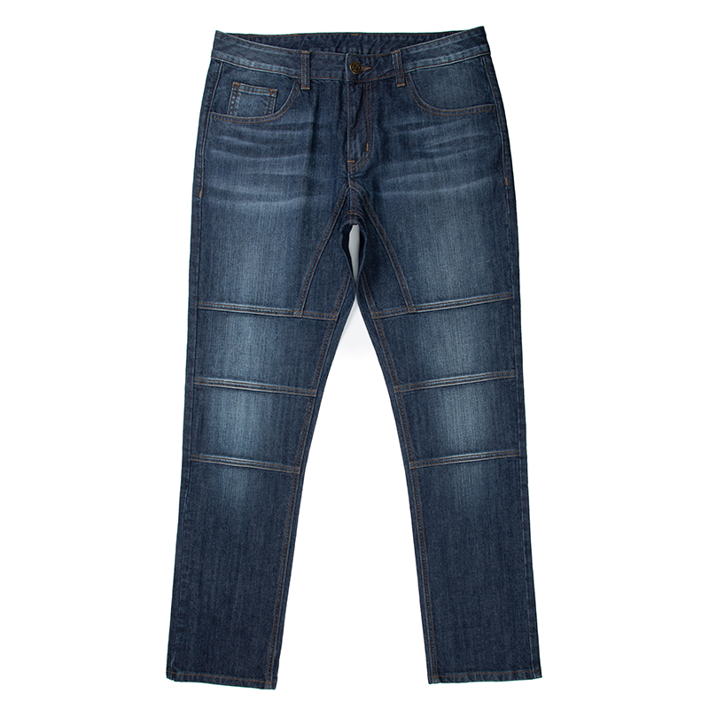Stitching jeans men's denim trousers slim mid-rise jeans whiskers monkey wash can be customized W19006
