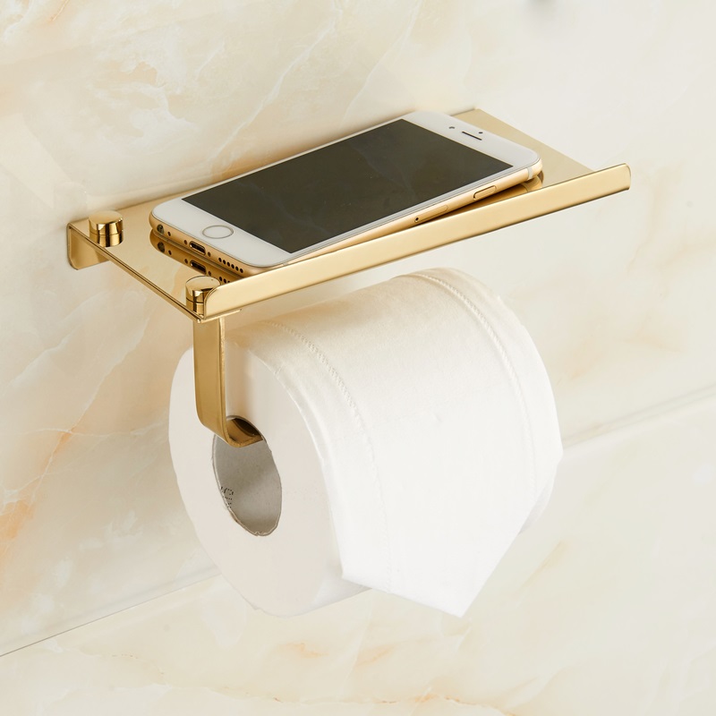 304 Stainless Steel Toilet Paper Holder with phone shelf bathroom toilet roll paper holder