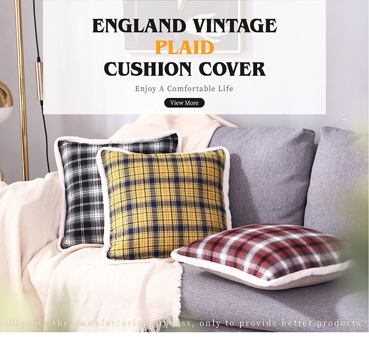 CURTAIN,M001 Classic Lattice Embrace Pillow Case Flannel Lace Pillow Live Family Bedroom Check Sofa Cushion Set Decorative Pillows Case