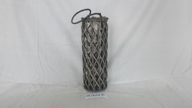 Grey Willow handmade lantern WIth handle and grass
