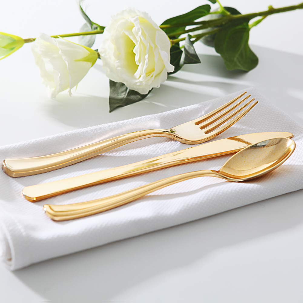 GS6300 Disposable plastic gold cutlery