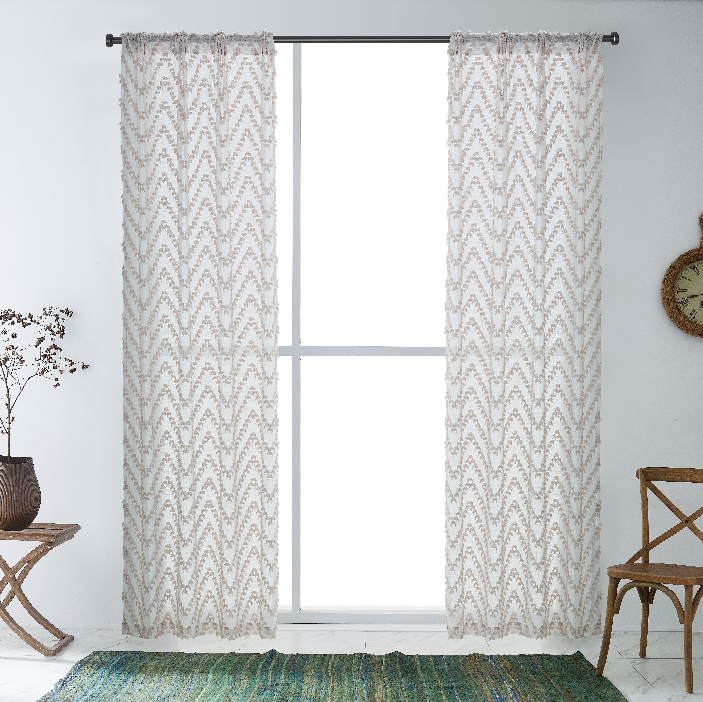 Tufted Chevron Sheer Cutain Pair