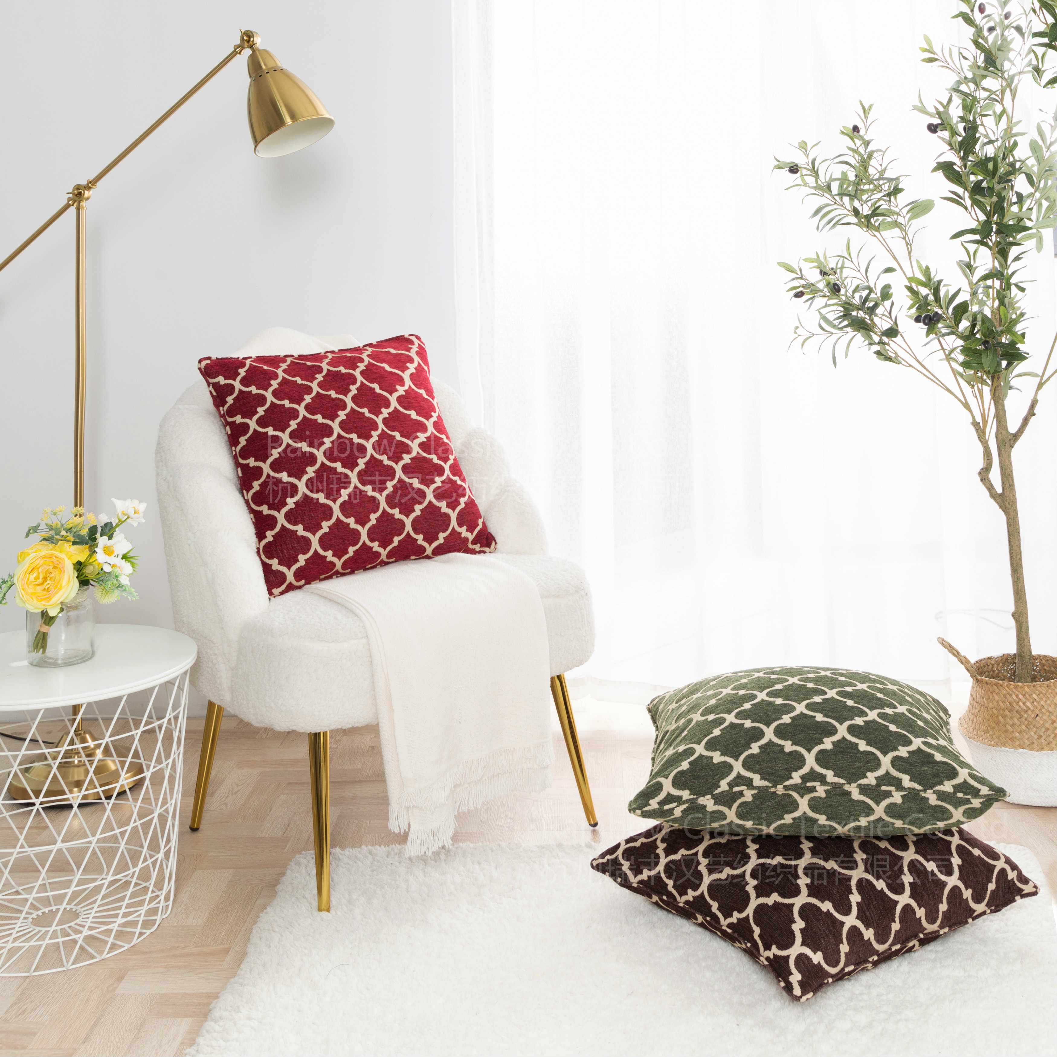 European style jacquard chenille cushion for home decoration