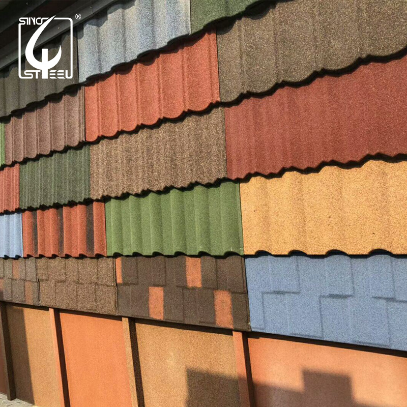 Durable Roofing Materials Stone Coated Steel Roof Tile