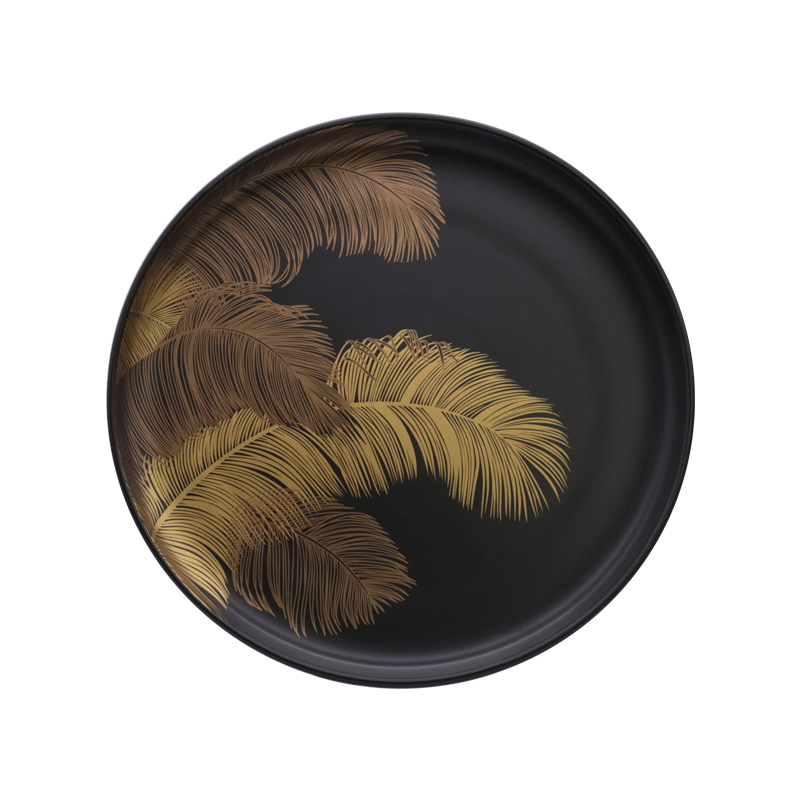ZH-1950 black stoneware 10.5"dinner plate with gold design