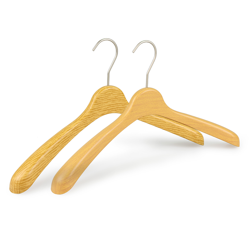 new 2020 trending product wood-like color wide shoulder plastic coat/jacket hangers