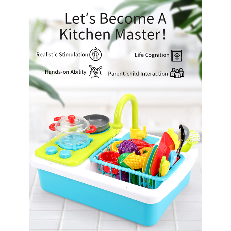 Pretend Kitchen Play Set (Dishwashing & Stove 2 in 1)