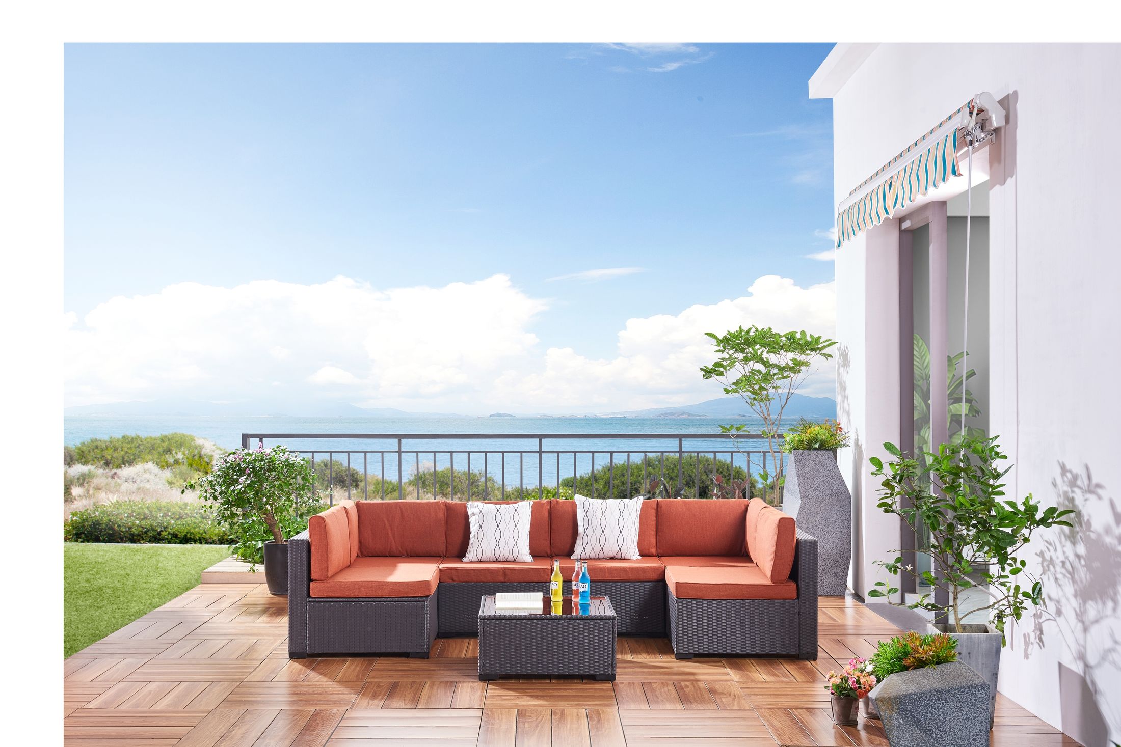 Multifuntion modular rattan sofa