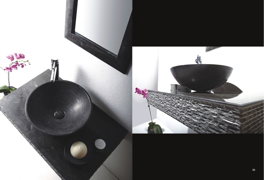 VHS90BS-R4012BS limestone wall hung basin with a vanity