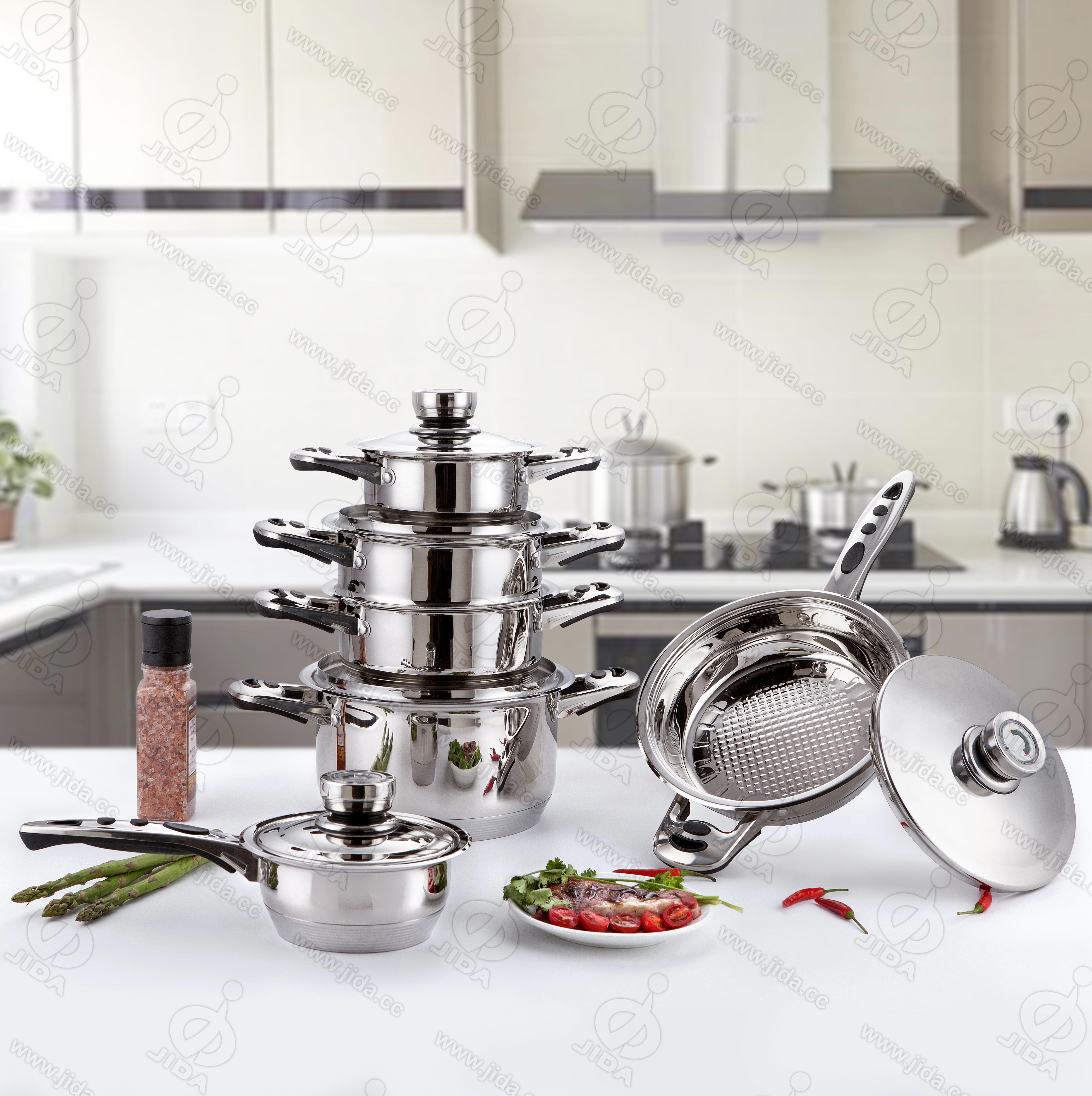 11pcs 9-step capsuled bottom wide edge pot set