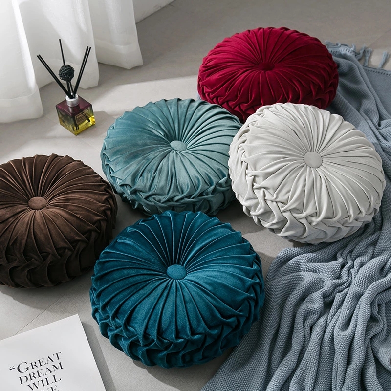 CUSHION K5010 Nordic Round Cushion Handmade Pumpkin Velvet Pillow Cushion Office Waist cushion Cojines bonitos