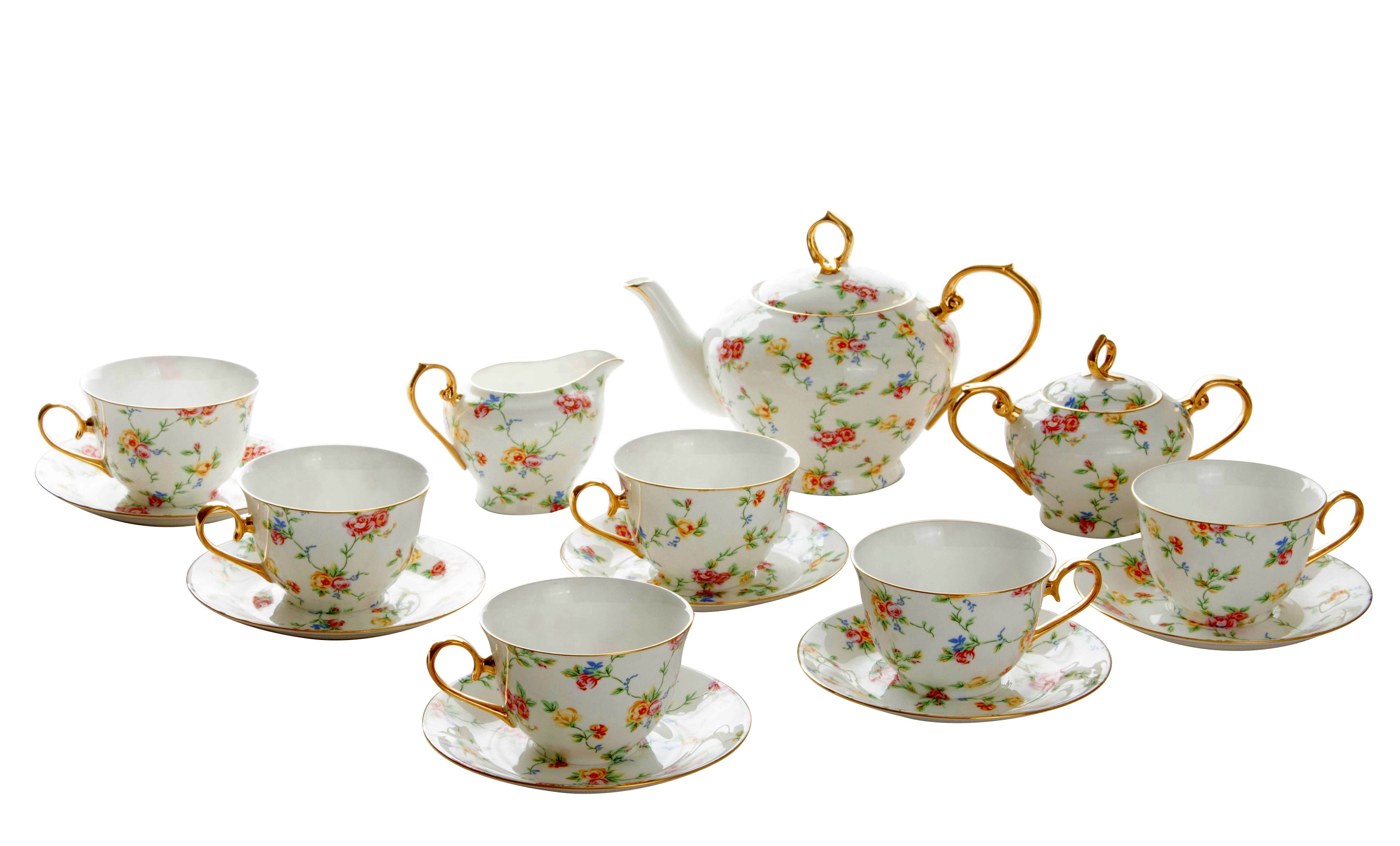 Flora ceramic bone china British tea pot teaware Coffee Set Afternoon coffee set