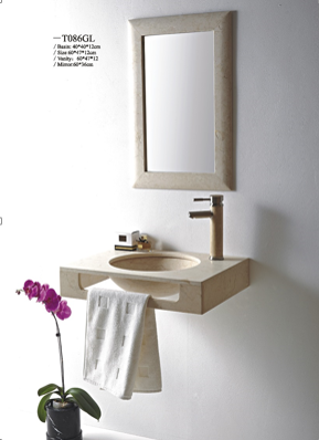 T086-GL Marble Wall Hung Basin with a Vanity