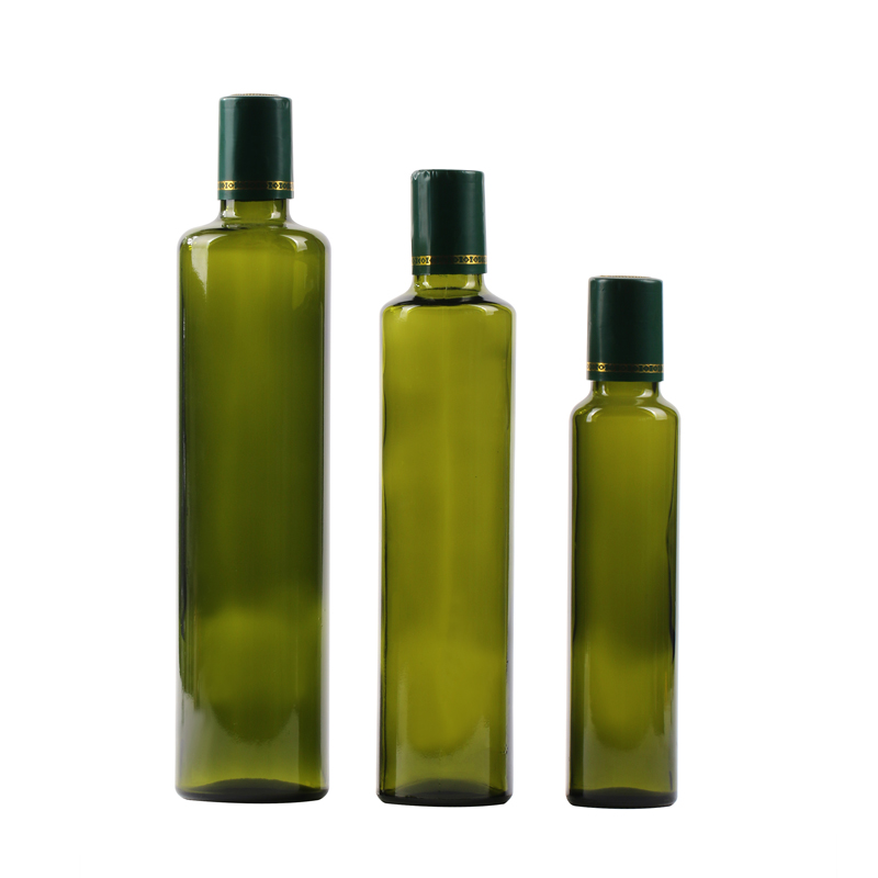 750ml 500ml 250ml round classical green olive oil glass bottle