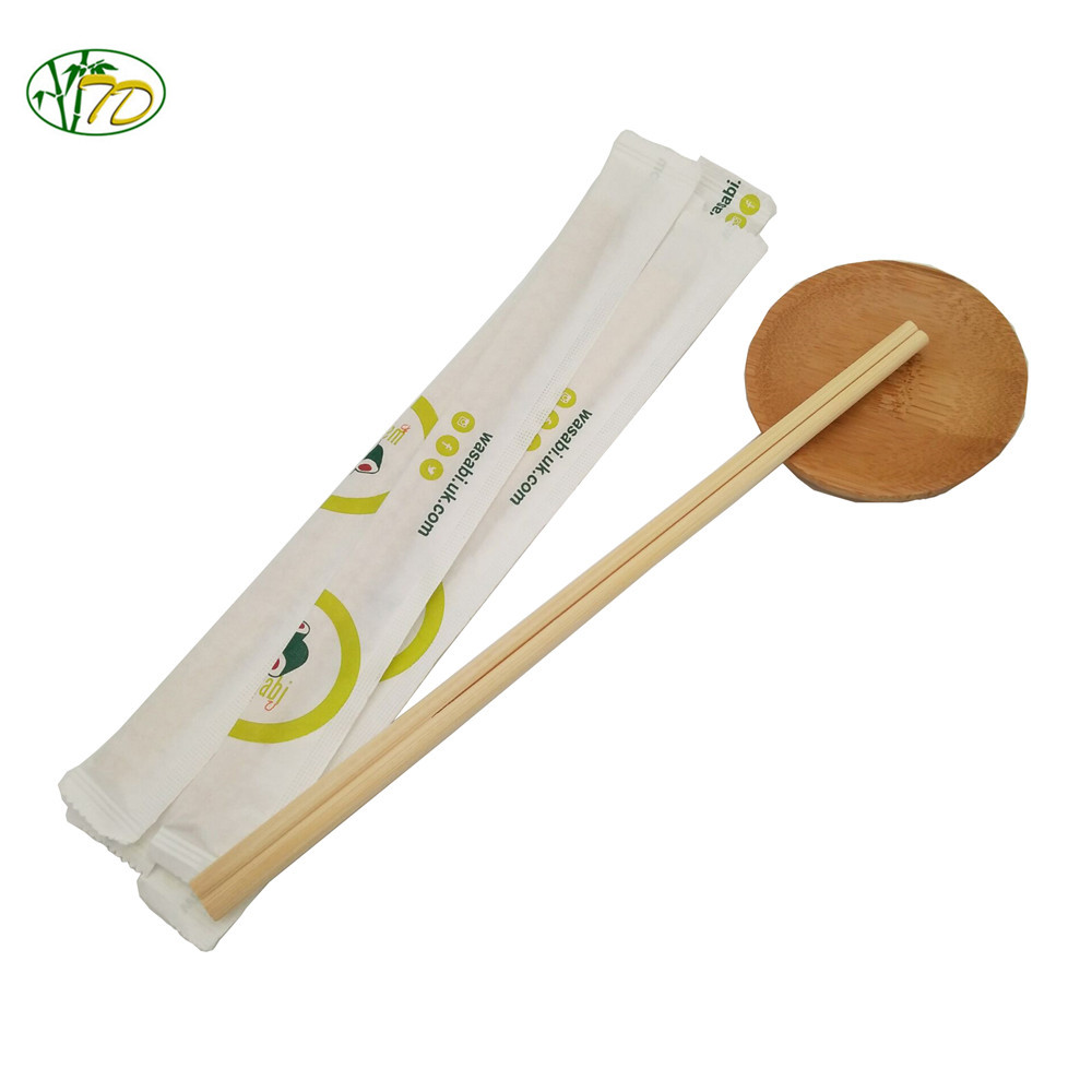 Disposable bamboo tensoge chopsticks with full paper wrapped