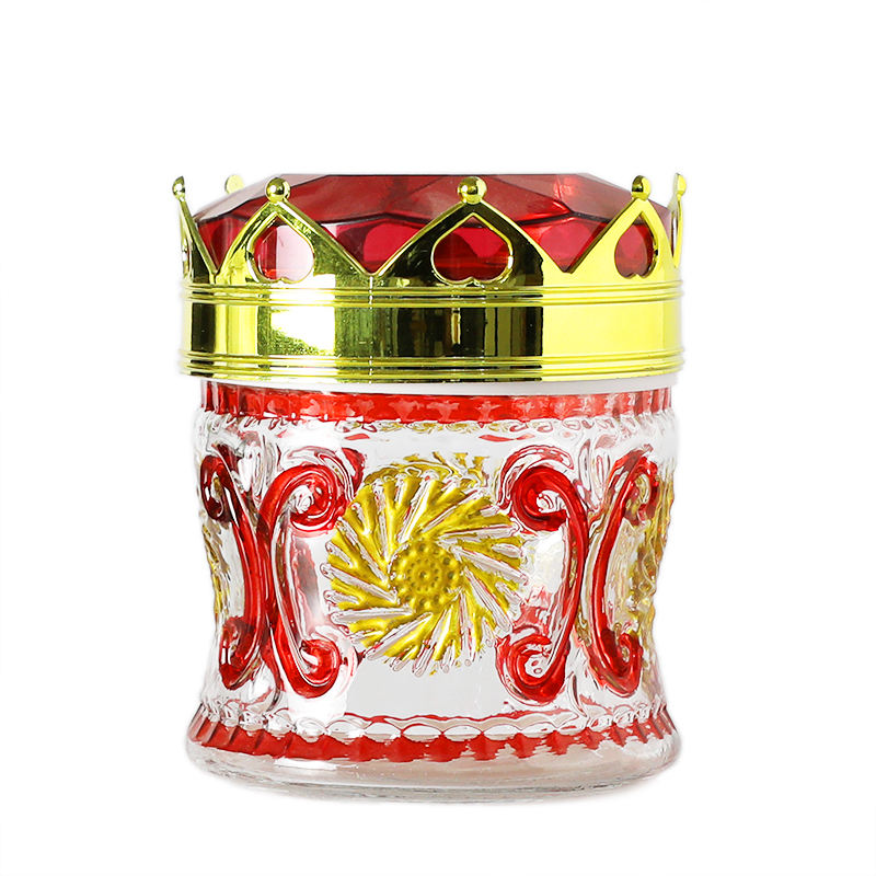 Embossed Glass Canister with Crown Lid