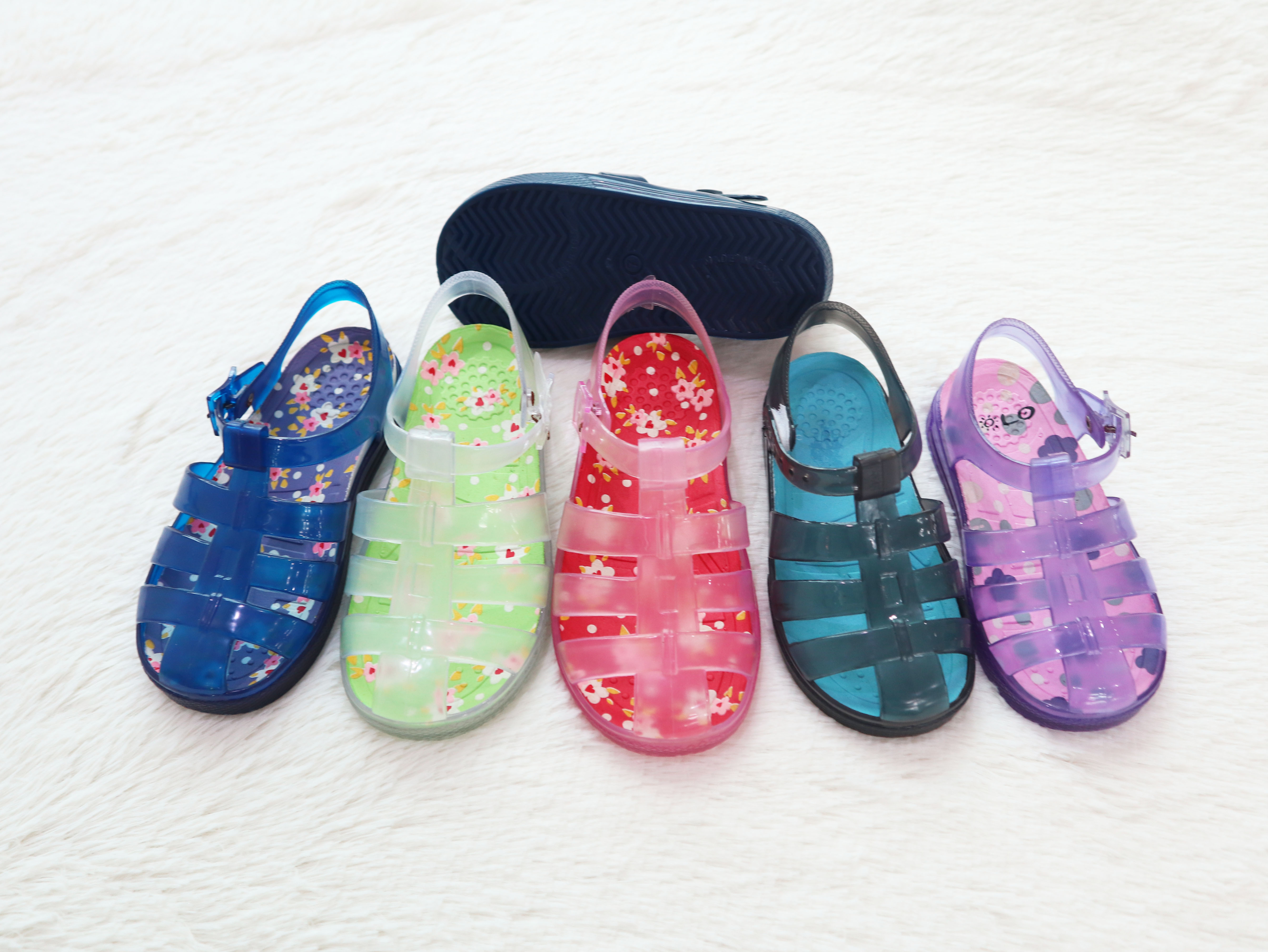Transparent Kids Boys Girls Sandal Slippers With Glitter Strap