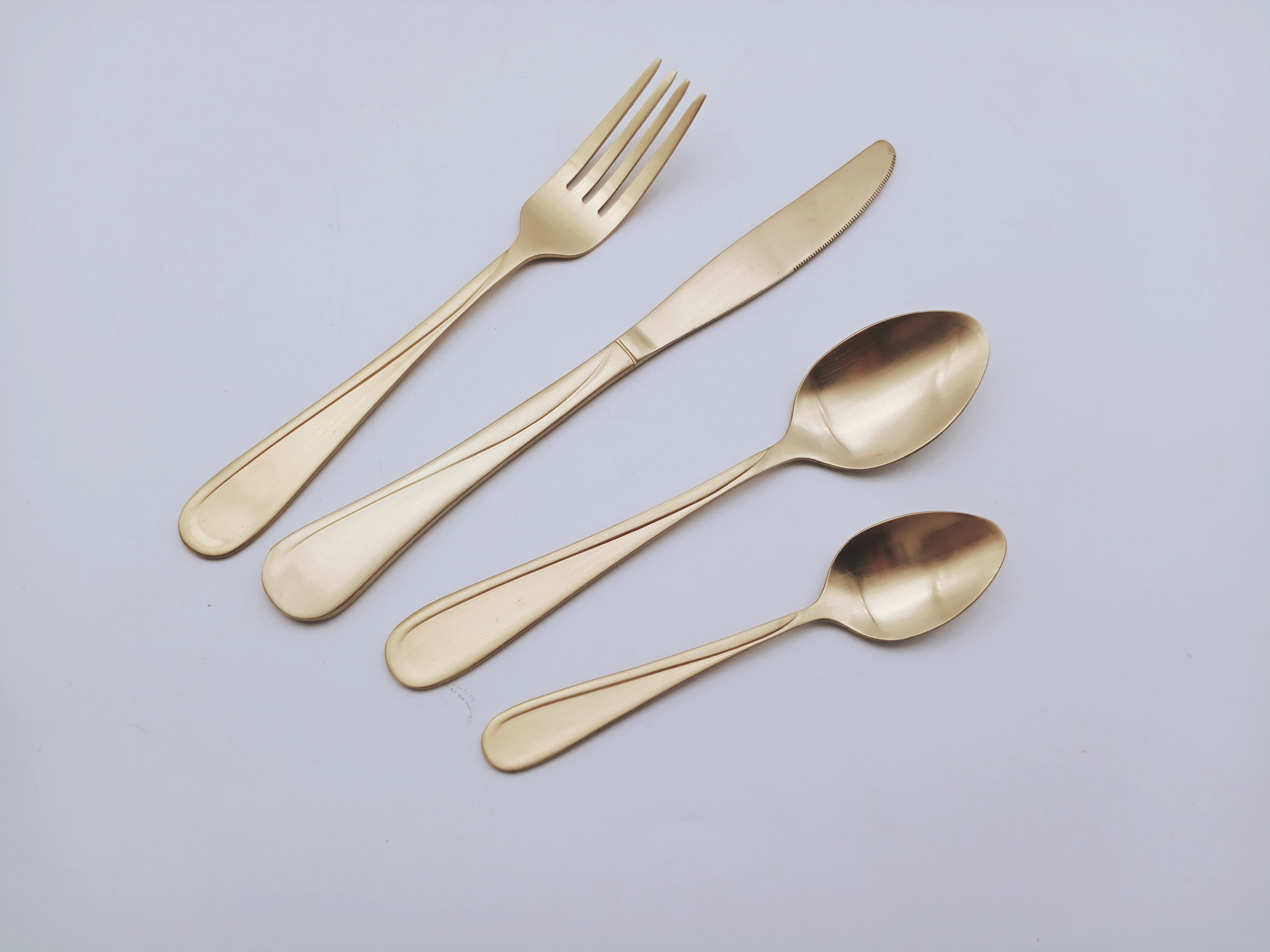 Titanium copper stainless steel flatware set,gold copper cutlery