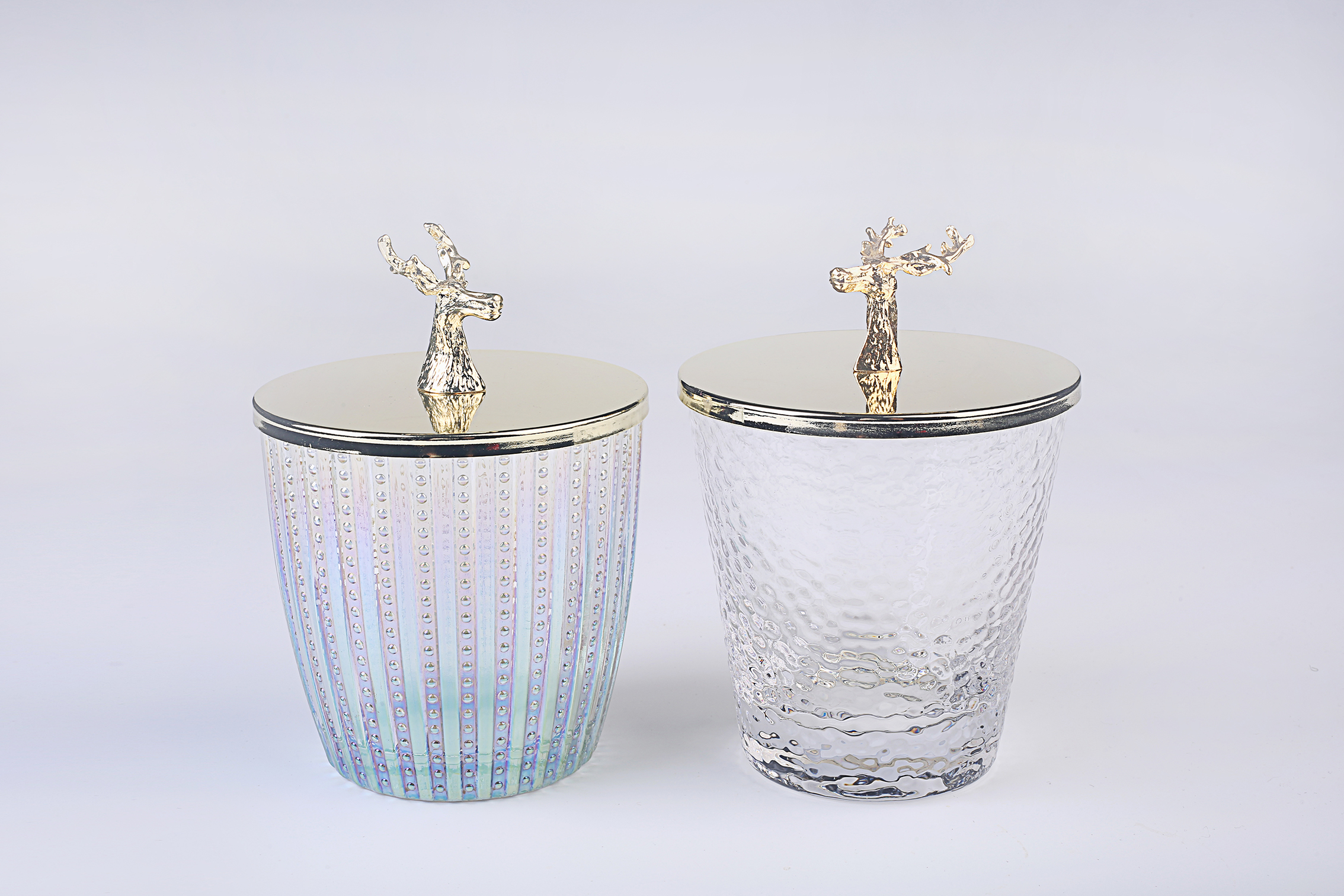 soda tumbler with metal deer lid and electroplating Iridescent color