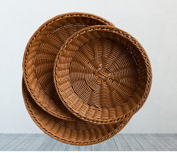 Solid Woven Plastic Basket Round