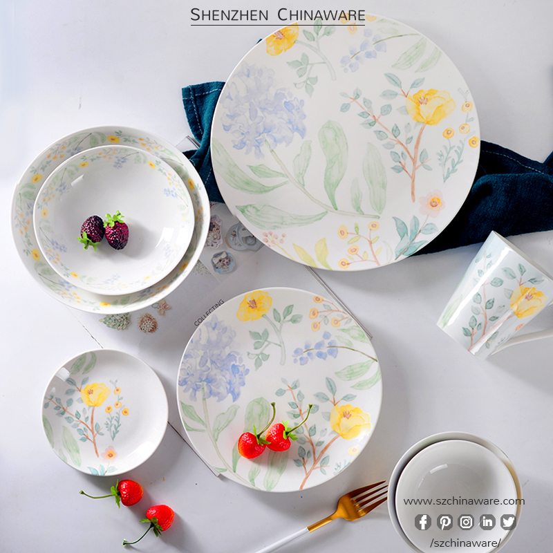 Porcelain New Bone China Tableware Hand Painted Flowers P311 SZChinaware Porcelain Plates Homeware Restaurant Used Dinner Plates