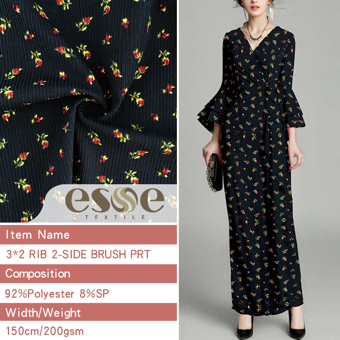 Esse Textile 3*2 Rib 2-Side Brush Prt Fabric