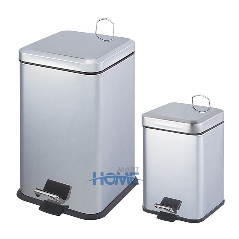 Stainless Steel Square Shaped Dustbin All Sizes Pedal Bin Indoor Kitchen Using Waste Bin Outdoor Rubbish Bin